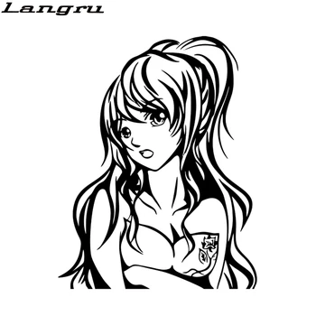 Langru 15*19.1 CM Anime Hot Sexy Mergina Vinilo Grafika Lipdukai Dekoratyvinės Dailės Aukštos Kokybės, aplinkosaugos ¾enklelis Automobilių Reikmenys Jdm